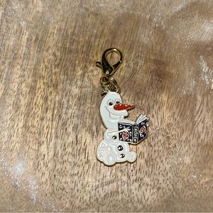 Olaf Reading Book Charm with Lobster Clasp Keychain